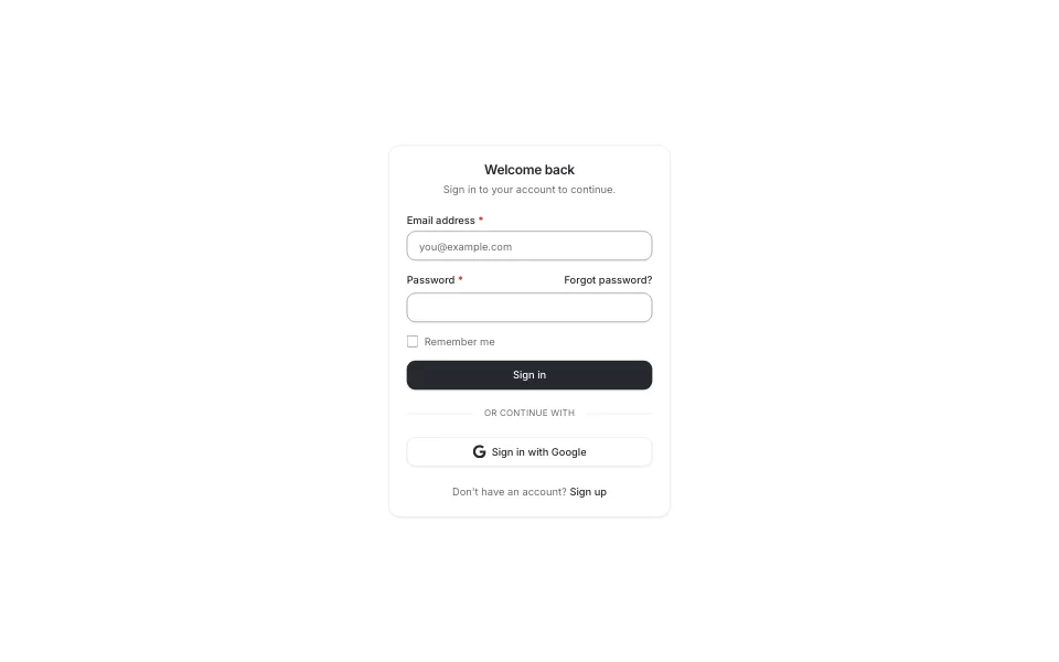 Sign-in form with email and password fields