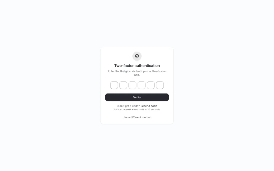 Two-factor code entry