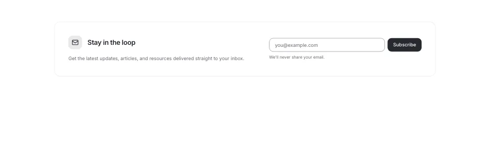 Newsletter banner with an email field